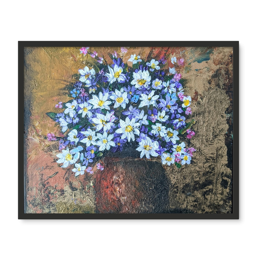 Potted Daisies Framed Photo Tile