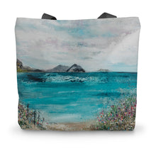 Load image into Gallery viewer, First to See the Sea Canvas Tote Bag
