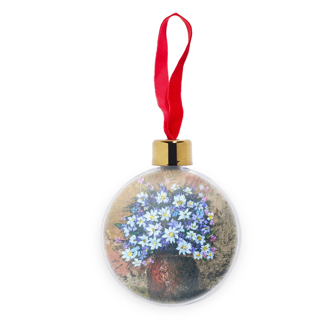 Potted Daisies Transparent Christmas bauble