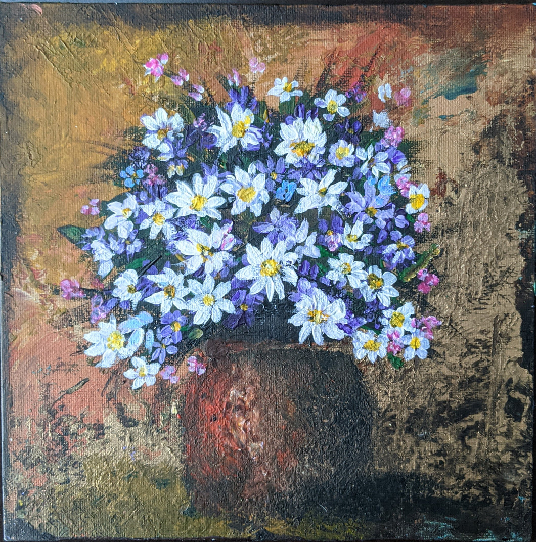 Potted Daisies Original Artwork